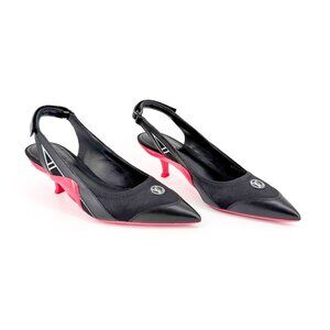 Louis Vuitton Archlight Slingback Pumps Heels Size 37.5 US 7.5 Black Pink LV